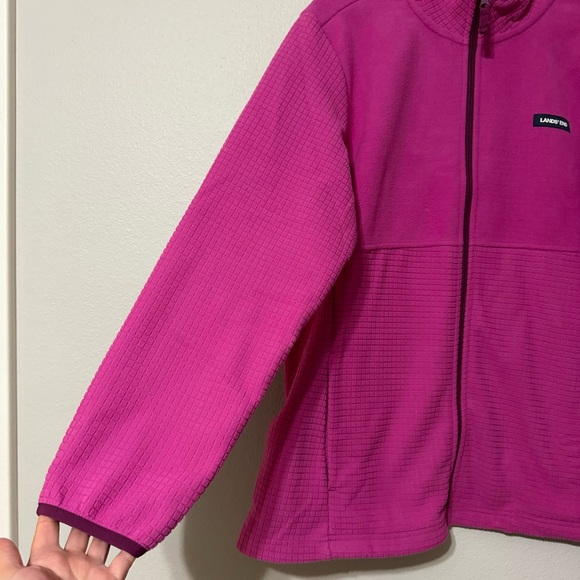Land’s End Grid Fleece Fuchsia Zippered Jacket—XXL - Picture 4 of 11